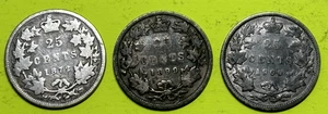 Lot of 3 SILVER Canadian Quarters (3 Different Dates - 1872, 1899, 1900) G to VG - Picture 1 of 2