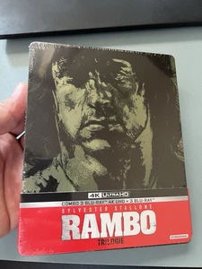 Rambo Trilogy 1-3 Steelbook (4K UHD + Blu-ray, EU Import, Region Free) *NEW* - Picture 1 of 4