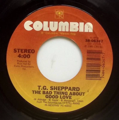 T.G. SHEPPARD THE BAD THING ABOUT GOOD LOVE/HALF PAST FOREVER... VINYL 45 65-41 Foto 1 de 3