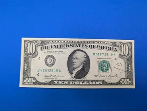 1981 10 Dollar Bill Federal Reserve Note D42672549A crisp - Picture 1 of 9