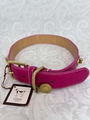 Collar de perro Coach edición limitada 60095 XL de cuero rosa intenso con bloqueo giratorio raro nuevo con etiquetas Foto 1 de 4