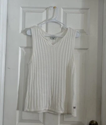 Top Columbia Blanco Tejido Algodón Sin Mangas Talla M Foto 1 de 4