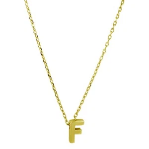 Delicado collar de plata de ley .925 chapado en oro pequeño inicial letra F - Imagen 1 de 2