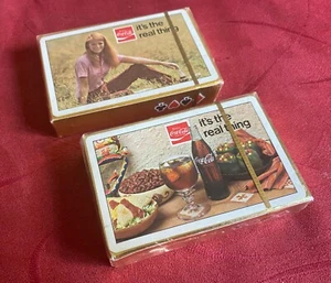 Coca Cola 1970s 2 Decks Of Cards Cellophane Wrapped Unopened NOS - Picture 1 of 8