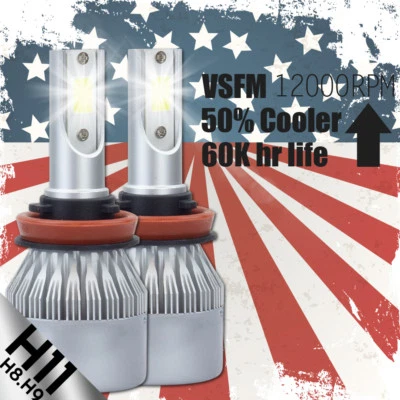 2X H11 H9 LED Headlight Bulbs 200W 20000LM Led Fog Light Lamp Replace HID 6000k - Image 1 of 4