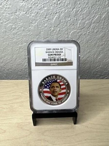 2009 LIBERIA $5 BARACK OBAMA NGC GEM PROOF COIN Graded Coin as GEM Retail $150 - Picture 1 of 4