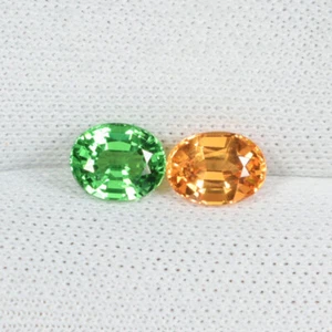 1.34 ct LUSTROUS GREEN & YELLOW NATURAL TSAVORITE & SPESSARTITE GARNET  Pair ac - Picture 1 of 2