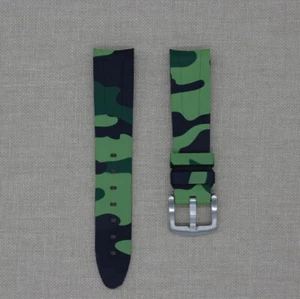 Tempomat 20mm Green Camo Rubber Strap Fits Rolex Submariner, Swatch Omega Moon - Picture 1 of 3