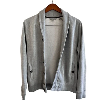 Ted Baker London Suéter Cárdigan Mujer 4 Gris Tejido Algodón Polar Forrado Bolsillos Foto 1 de 4