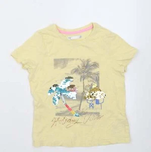 Marks and Spencer Girls Yellow Cotton blend T-Shirt Size 6-7 Years Pul - Picture 1 of 12