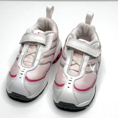 Nike Reax Leather Knit Sneakers Toddler Girls US 7C EU 23.5 White Pink Silver - Image 1 of 4