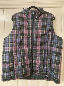 Lands End Women’s Bodywarmer Bell Tartan Green Gilet Size 2XL - Picture 1 of 5