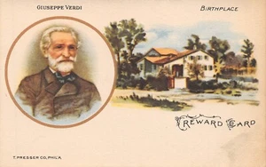 GIUSEPPE VERDI ~ ITALIENISCHER KOMPONIST ~ PRESSER STUDENT MUSIK BELOHNUNGSKARTE - Bild 1 von 3
