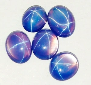 2.46 Cts 5 Pcs Natural Oval Shape Six Rays Blue Star Sapphire Loose Thanksgiving - Picture 1 of 3