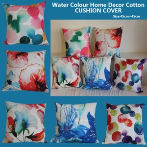 Art Vintage Water Colour Set Home Decor Cotton CUSHION COVER PILLOW CASE 18" - Picture 1 of 12