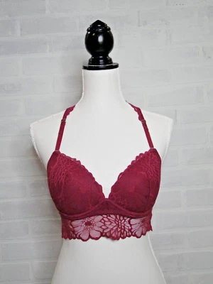 Sujetador Bralette Rosa Victoria's Secret M/M Encaje Púrpura/Rosa Push Up Sin Alambres Acolchado Foto 1 de 4