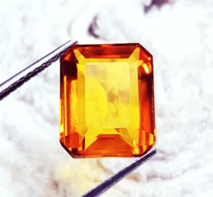 10.60 Ct Natural Orange Sapphire Loose Gemstone Emerald Shape Certified - Picture 1 of 6