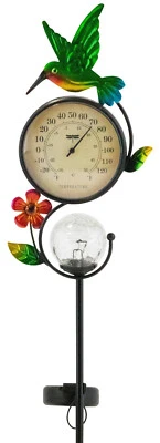 Solar-Gartenstecker Thermometer LED Solarleuchte Gartendeko Solar-Leuchte Lampe - Bild 1 von 4