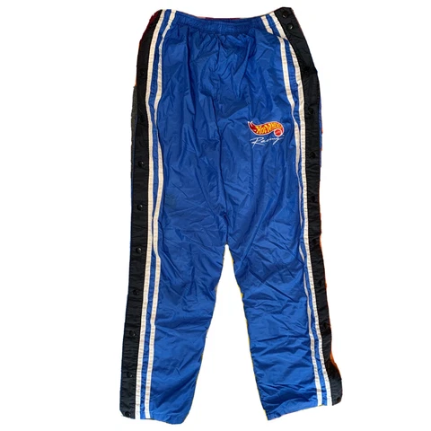 VTG 90s Kyle Petty Hot Wheels Car Racing NASCAR Tracksuit Pants RARE Blue Snap Cover
