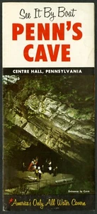 Penn's Cave, Centre Hall, Pennsylvania, 4-Panel Tourist Prospekt, Mitte 1970er - Bild 1 von 3