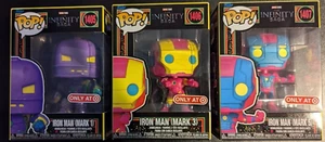 Funko Pop! Iron Man #1405 - #1406 - #1407 (Set of 3) - Blacklight Infinity Saga - Picture 1 of 5