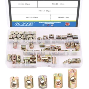 75Pcs Metric M6 X 11Mm/12Mm/13Mm/15Mm/20Mm Barrel Nuts Cross Dowels Slotted Nuts - Picture 1 of 12
