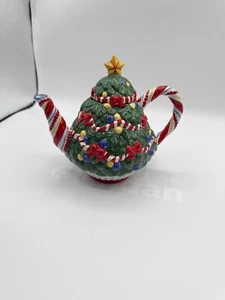 Tetera Árbol Navidad Department 56 O Cerámica Pintada Esmaltada Vintage - Imagen 1 de 7