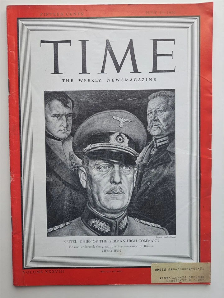 Time Magazine - WWII Era - July 14, 1941 German General Keitel - Image 1 of 1