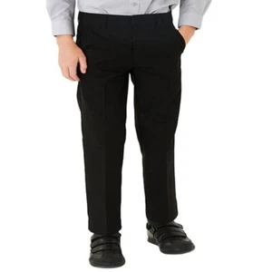 Big Boys Plus Size Black School Trouser Sturdy Fit Big Waist Half Elasticated - Picture 1 of 1