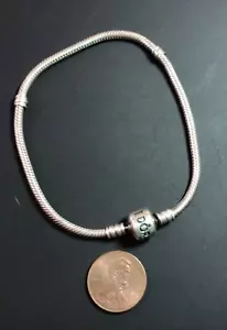 Authentic Pandora 8” Snake Chain Barrel Bracelet, Sterling Silver - Picture 1 of 11