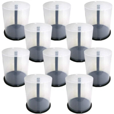 10 x 100 capacity Clear Plastic Tub CD DVD Storing empty Spindle Cake Box Case - Image 1 of 4