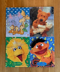 Lot 4 Vintage Mattel Wood Puzzles Dr Seuss Bear Sesame Str Big Bird Ernie RARE! - Picture 1 of 6