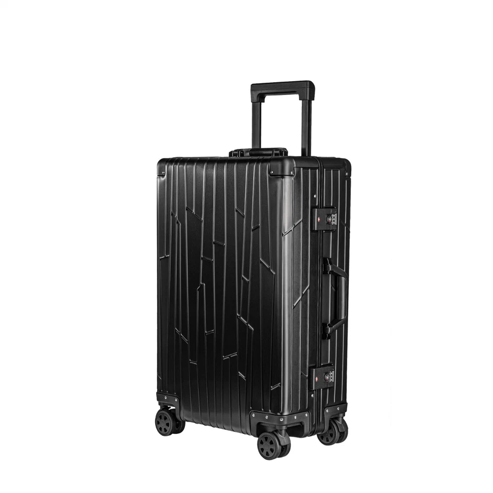 Koffer Aluminium Reisekoffer Schwarz Gundel Alu Trolley Check-in 66x43x23cm - Bild 1 von 4