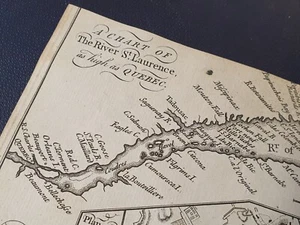 Antica mappa mappa mappa piano fiume San Lorenzo Quebec Canada Nord America 1758 - Foto 1 di 3