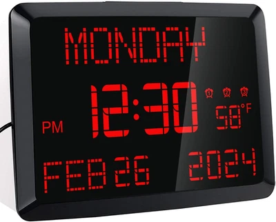 Digital Clock Large Display 11.5", Calendar Clock with Date,Time,Day of Week,Tem - Image 1 of 4