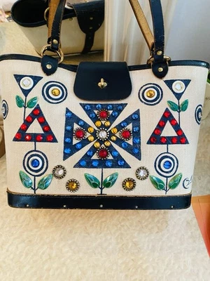 1960s Enid Collins Jewel Purse Handbag Moonlight Floral Flowers Vintage - Image 1 of 4