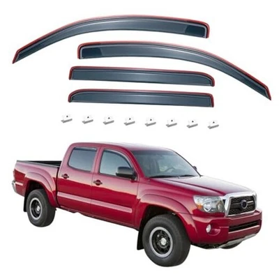  Protetores de chuva no canal compatíveis com janela de cabine dupla Tacoma 2005-2015  - Imagem 1 de 4