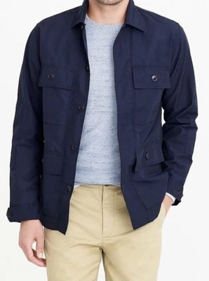 Men's J Crew Navy Jacket Lightweight Button Down Cotton Nylon Blend Size Small - Image 1 of 4