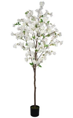 Árbol de cerezo artificial en flor de 6 pies, planta de cerezo blanco realista en maceta para... Foto 1 de 4
