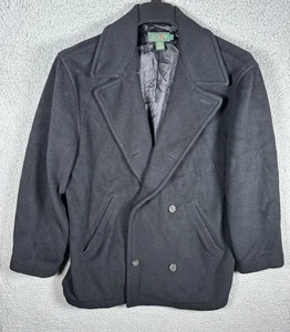 Vintage J Crew Oarsman Coat Jacket Mens Small WoolBlack Fleece Pockets - Picture 1 of 10