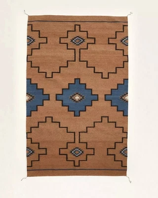 4×6ft Antique Native American Indian Bohemian Navajo Wool Rug Two Grey Hill Rugs - Image 1 of 4