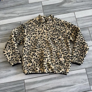 Polo Ralph Lauren Girls Jacket Sweatshirt Size XL 16 Ocelot Sherpa Zip Leopard - Picture 1 of 11