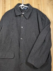 VTG Polo Ralph Lauren Field Jacket Mens XL Gray Wool Nylon Coat Full Zip - Picture 1 of 17