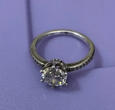 Pandora Sparkling Crown Solitaire Ring - Sterling Silver With Clear CZ - Size 5 - Image 1 of 3