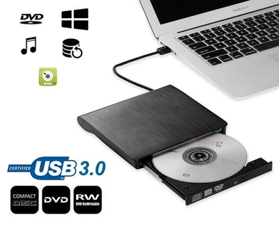 Slim External CD DVD RW Drive USB 3.0 Writer Burner Player Black For Laptop PC - Image 1 of 4