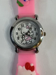 Hello Kitty watch Pink Silicone Band Silver Tone - Picture 1 of 4