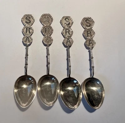 Cuatro cucharas trofeo Tuck Chang de plata esterlina de exportación china vintage -2 Foto 1 de 4