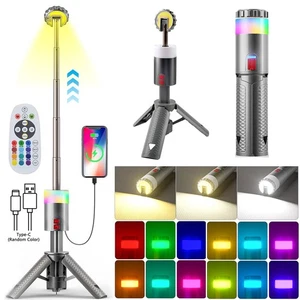 Folding Multifunction RGB LED Light Camping Emergency Flashlight W/ Remote - Picture 1 of 16