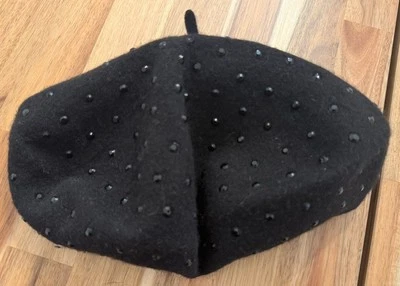 juicy couture 100%. Wool Beret Black Beads One Size  - Image 1 of 4