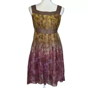 Anna Sui Anthropologie Women’s Dress Purple Bronze Silk Pleated Cascade Size 0 - Picture 1 of 10